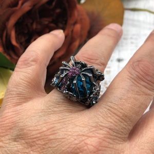 Spider ring, very colorful. Gunmetal black
